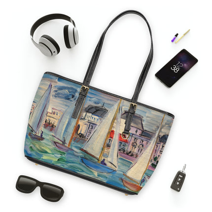 Régates à Deauville by Raoul Dufy PU Leather Shoulder Bag