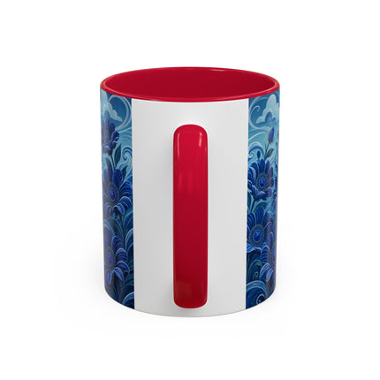 💙🌸 The Sapphire Wind Dancer Colorful Mug – Art Deco Floral Fantasy