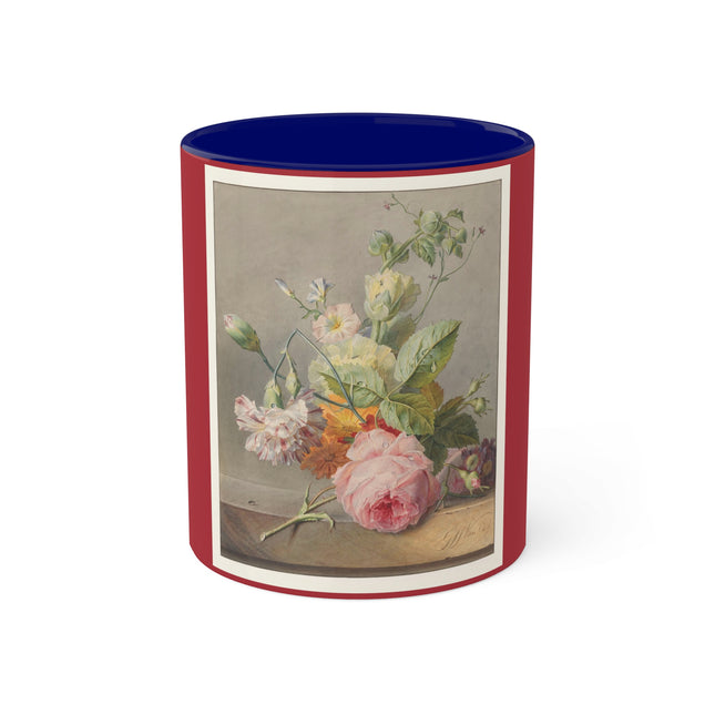 Floral Still Life by Georgius Jacobus Johannes van Os Colorful Mugs, 11oz
