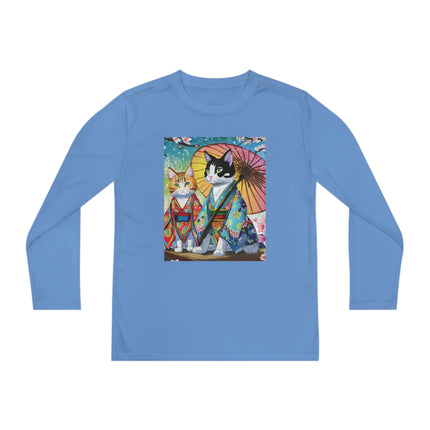 Kimono Kitties Youth Long Sleeve Competitor Tee – Anime Charm & Whimsical Elegance
