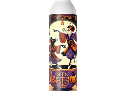 Theatrical Halloween Kabuki Mice on Teacup  Slim Water Bottle