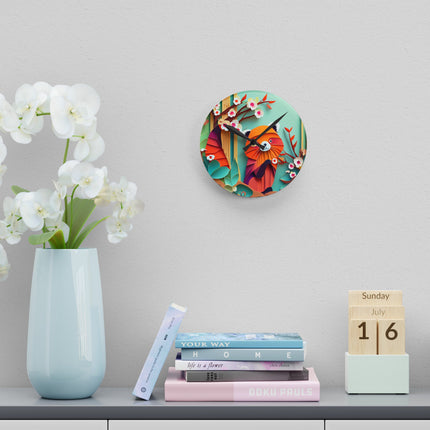 A Playful Red Panda Acrylic Wall Clock, Round and Square