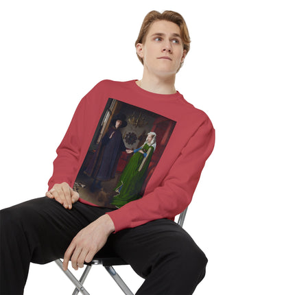 Arnolfini Portrait by Jan Van Eyck Unisex Garment-Dyed Sweatshirt