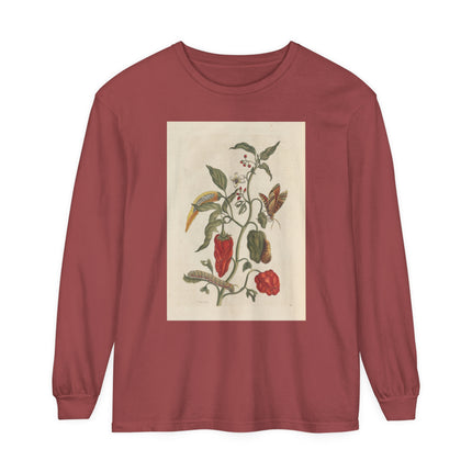 Botanical Pl.15 by Maria Sibylla Merian Garment-dyed Long Sleeve T-Shirt