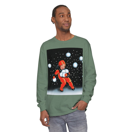 Festive Snowball Unisex Garment-dyed Long Sleeve T-Shirt