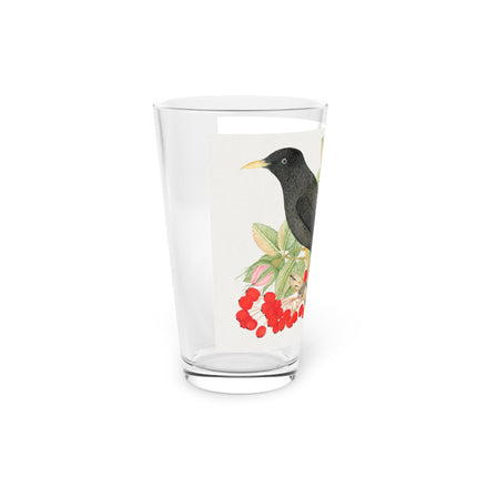 Blackbird with Roses Glass, 16oz