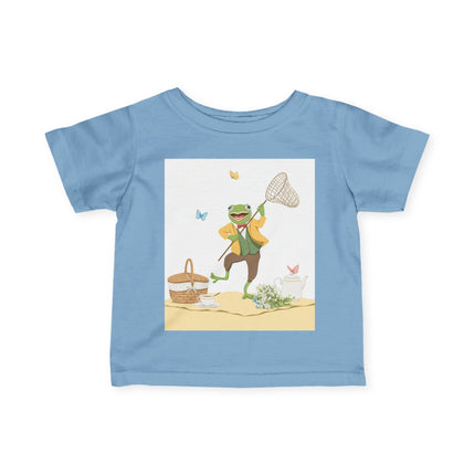 🐸🦋 The Little Butterfly Chasing Frog Infant Fine Jersey Tee – Whimsical Woodland Charm