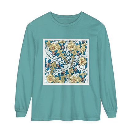 Art Nouveau Dandelion Flower Garment-dyed Long Sleeve T-Shirt