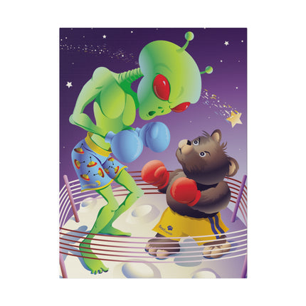 Cosmic Clash – Playful Alien and Bear Boxing Match