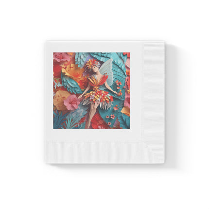 Hibiscus Fairy White Coined Napkins