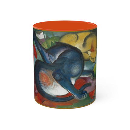 Two Cats, Blue and Yellow by Franz Marc Colorful Mugs, 11oz