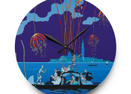 Fireworks in Venice by George Barbier Acrylic Wall Clock