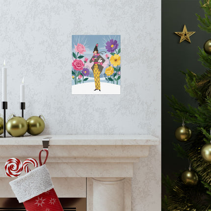 🌸🐇 The Lady Of The Winter Rabbit Garden Matte Vertical Poster – Art Deco Floral Fashion