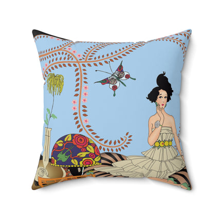 Minuit … ou l’appartement à la mode by George Barbier Spun Polyester Square Pillow