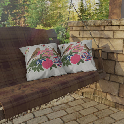 Pink-Breasted Bird & Wren Outdoor Pillows – Spring Harmony & Delicate Beauty
