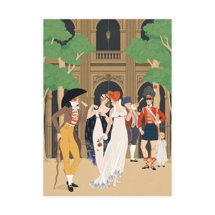 🌳🎩 La Merveilleuse au Palais Royal Postcards With Envelopes – George Barbier Art Deco Parisian Elegance