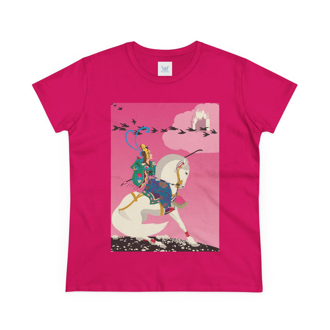 Samurai Princess on the White Steed Women's Midweight Cotton Tee – Epic Fantasy & Mythic Beauty