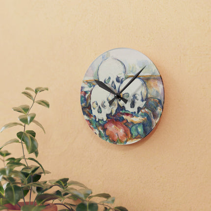 The Three Skulls by Paul Cézanne Acrylic Wall Clock, Round and Square