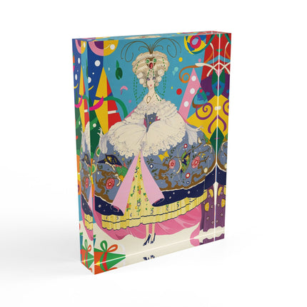 🎀✨ The Christmas Court Of Joy Acrylic Art Block – Art Deco Holiday Fantasy
