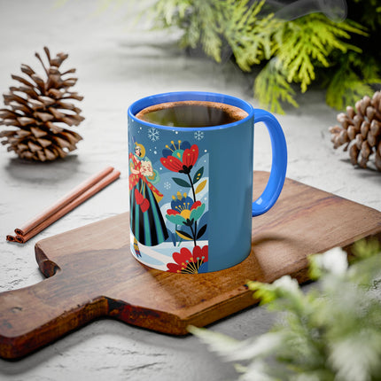 ❤️❄️ The Winter Heart Messenger Colorful Mug – Art Deco Snow Garden Fantasy
