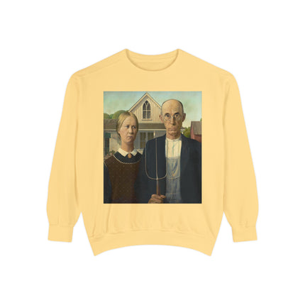 American Gothic by Grant Wood Unisex Garment-Dyed Sweatshirt