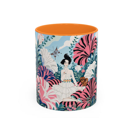 🌸🦋 The Enchanted Pink Blossom Retreat Colorful Mug – Art Deco Floral Whimsy
