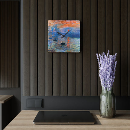 Sunrise by Claude Monet Acrylic Wall Clock, Round and Square