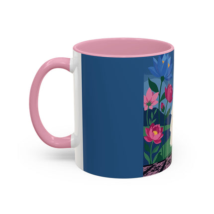 The Lady Of The Golden Parasol Colorful Mugs – Art Deco Botanical Elegance