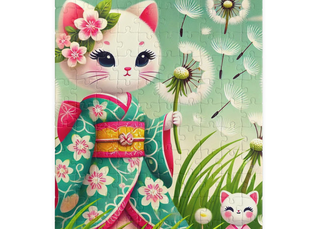 Geisha Kitten and the Dandelion Wish Puzzle (110, 252, 520-piece)