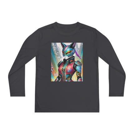 Cyberpunk Chic Youth Long Sleeve Competitor Tee – Holographic Style & Futuristic Adventure