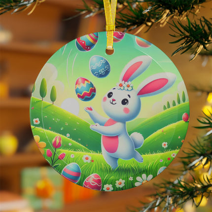 Easter Bunny Glass Ornament