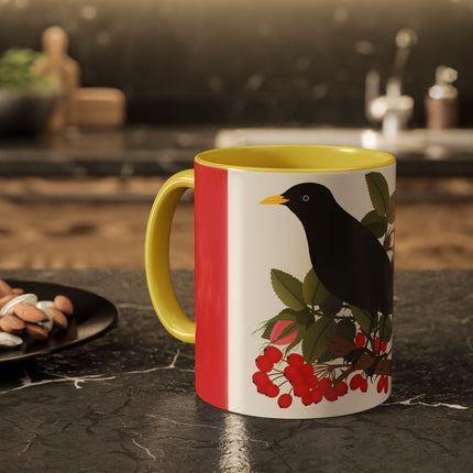 Blackbird & Rose Colorful Mugs – Timeless Elegance & Nature's Harmony