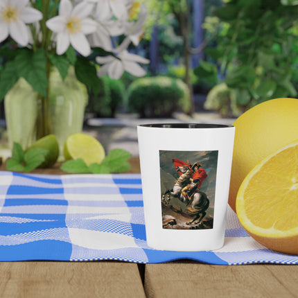 Napoleon Crossing the Alps by Jacques-Louis David Ceramic Shot Glass