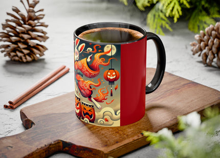 Jack-O’-Lantern Drums & The Kabuki Rabbit Colorful Mugs (11oz, 15oz)