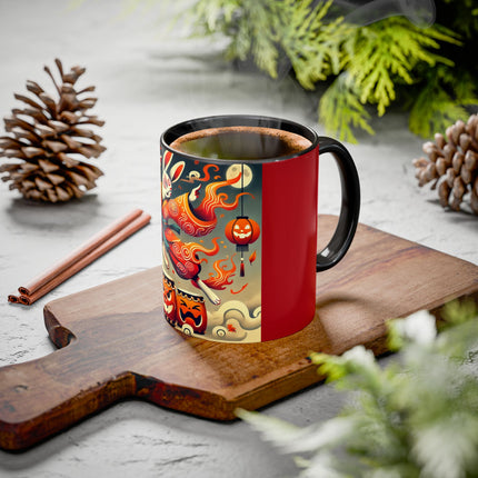 Jack-O’-Lantern Drums & The Kabuki Rabbit Colorful Mugs (11oz, 15oz)