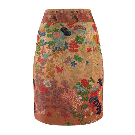 Japanese Fan Flower Pattern by G.A. Audsley Women's Pencil Skirt (AOP)