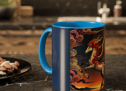 Flame-Winged Horse at Sunset Colorful Mugs (11oz, 15oz)