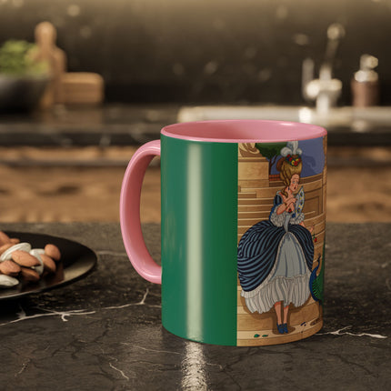 The Peacock's Admiration Colorful Mug (11oz, 15oz) – Rococo Elegance, Peacock Beauty & Garden Charm