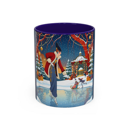 ⛸️🎄 The Christmas Skating Pavilion Colorful Mug – Art Deco Holiday Fantasy