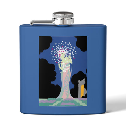 Butterfly Enchantress Stainless Steel Flask – Ethereal Art Deco Magic & Transformation