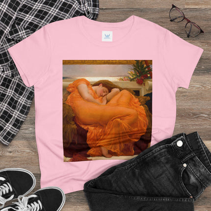 Flaming June by Frederic Leighton Women's Midweight Cotton Tee