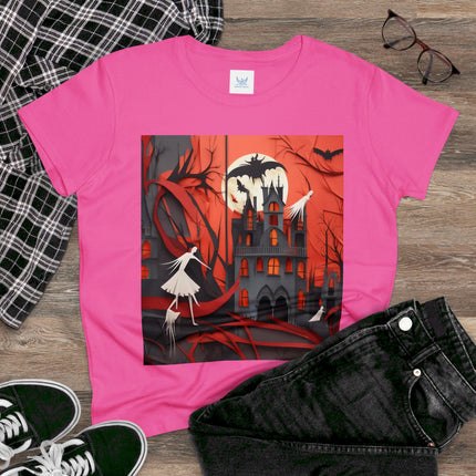 Halloween Night Scene Women's Midweight Cotton Tee