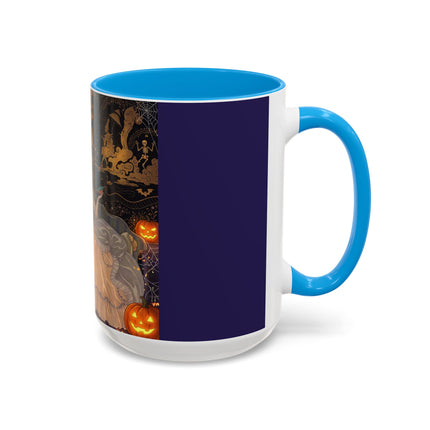 🌙🎃 The Moonlit Parlor Masquerade Colorful Mug – Elegant Halloween Romance