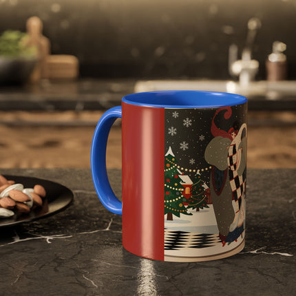 ❄️✨ The Winter Couture Promenade Colorful Mug – Art Deco Holiday Elegance