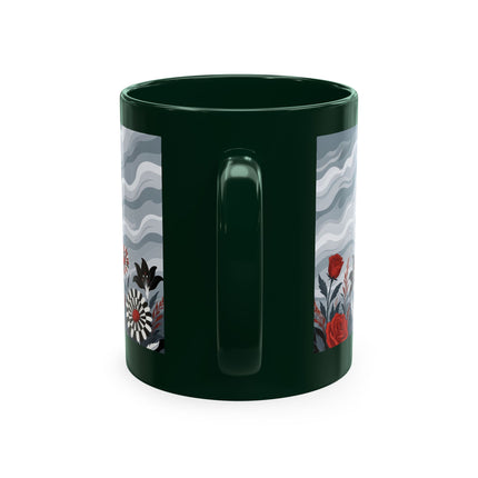 ☂️🌹 The Lady In The Windy Rose Garden Ceramic Mug – Art Deco Fashion Whimsy