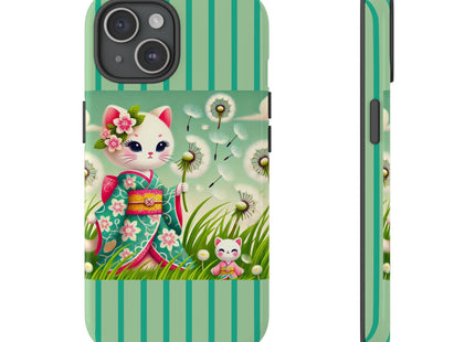 Geisha Kitten and the Dandelion Phone Cases