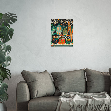 Night of the Trick-or-Treating Owlets Fine Art Posters