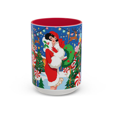 🦌🍬 The Lady Of The Peppermint Christmas Garden Colorful Mug – Colorful Art Deco Holiday Fantasy