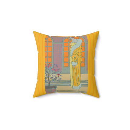 Sur Les Marches Du Jardin by Georges LePape Spun Polyester Square Pillow