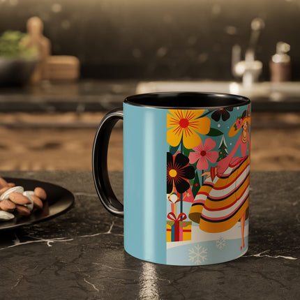 🌼🎄 The Christmas Blossom Belle Colorful Mug – Colorful Art Deco Holiday Fantasy